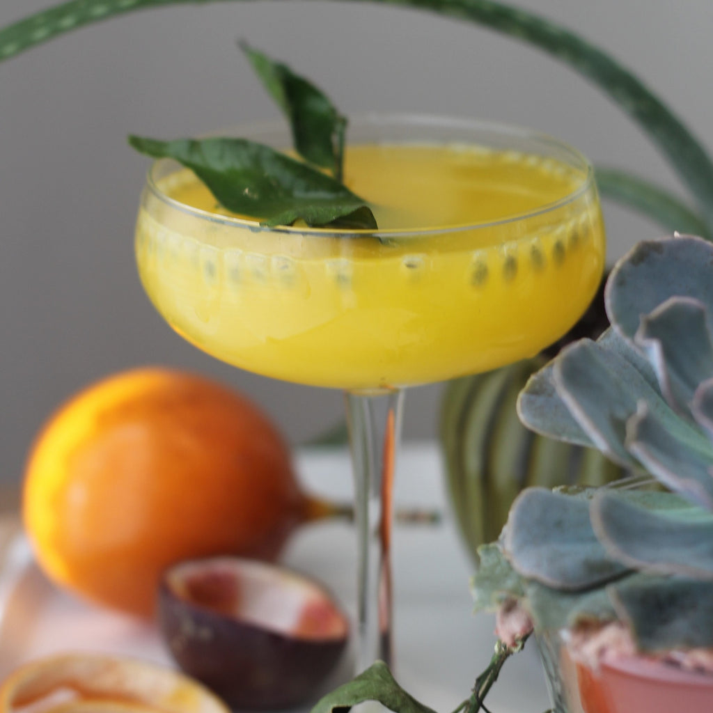 Passion Fruit Mimosa with Silver Swallow Luxury Kombucha